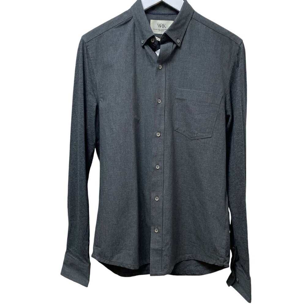 WRK Mens Reworked Shirt Small Modern Long Sleeve Button up Gray Cotton NEW